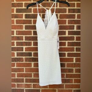 Honey & Rosie Ivory Plunging V Neck Cut Out Lace Back Dress Size Small